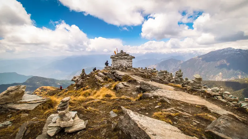 Stone shrine at Chandrashila Summit, Uttarakhand