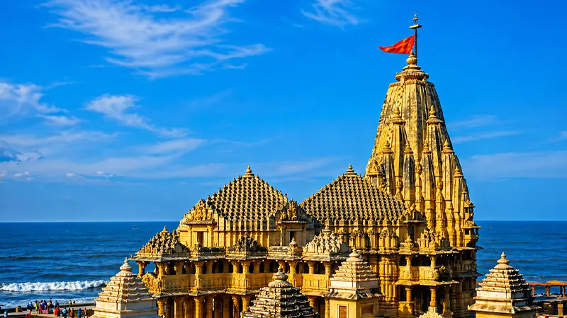 Dwarkadhish Temple overlooking the Arabian Sea in Gujarat
