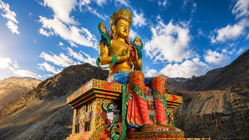 Giant Maitreya Buddha statue at Diskit Monastery in Nubra Valley