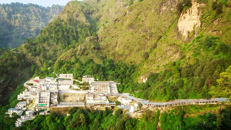 Holy Vaishno Devi Bhawan nestled in the Trikuta Hills