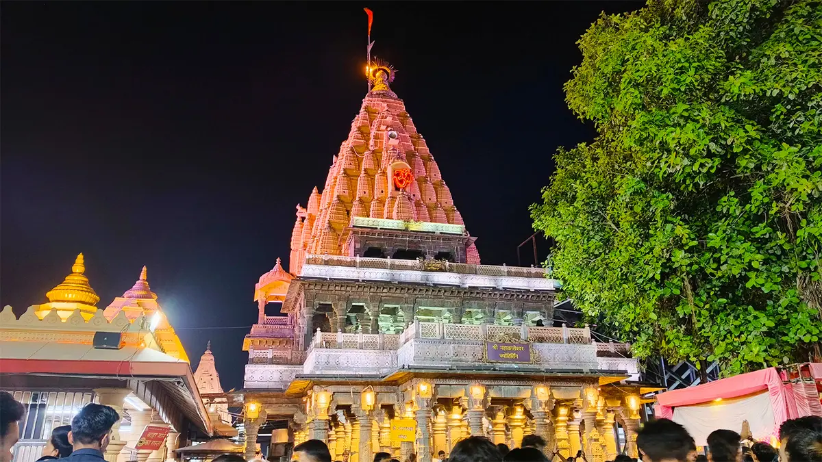 Illuminated Temple Spire Nightscape