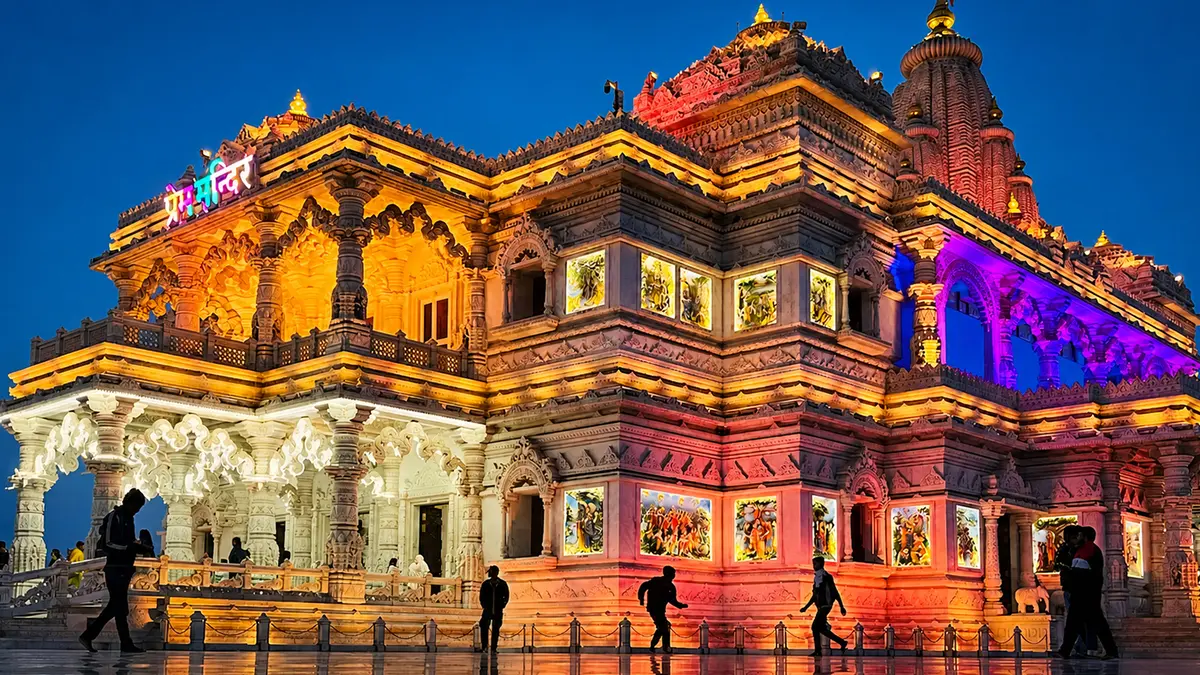 Prem Mandir Night Illumination Vrindavan