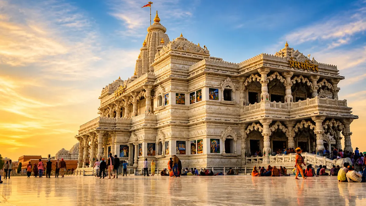 Prem Mandir Vrindavan Sunrise View