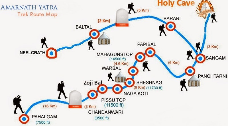 amarnath yatra route map Amarnath Yatra Route Map How To Reach Amarnath Cave amarnath yatra route map