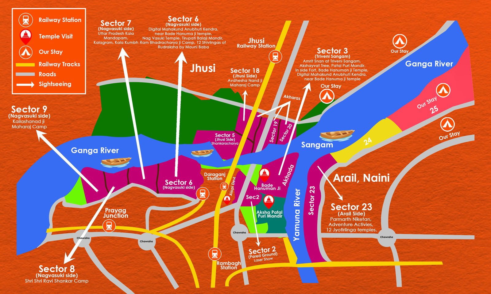 Prayagraj Kumbh Mela Guide by Map